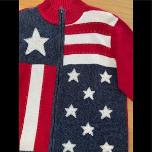 Ladies Sequin Sweater, Red/White/Blue size M